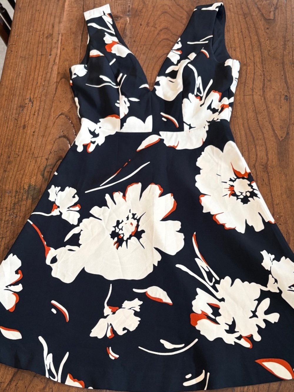 Ricki’s Floral Fit and Flare Dress Black Cream Rust Sleeveless V-Neck Size S